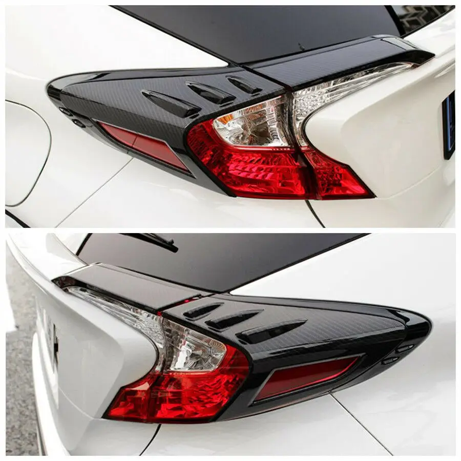 Carbon Fibe/Chromer Rear Tail Light Lamp Cover Trim For Toyota C-HR CHR 2016-2019