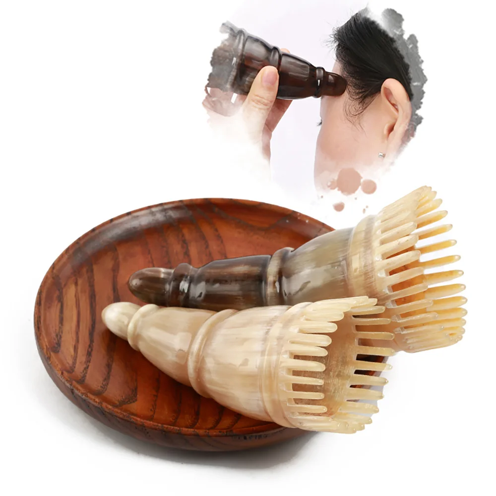 Head Brush Health Massage Comb Chinese Guasha Yak Hoorn Tools Anti-Static Comb for Head Pressure Acupoint Massage Acupuncture