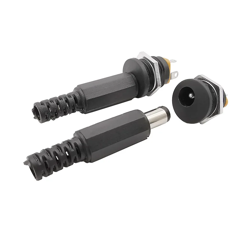 10 Stücke (5 Paar) 12 V 3A 5,5x2,1mm DC Power Stecker Stecker DC Steckdose Weibliche Jack Schraube Mutter Panel Mount Adapter 5,5*2,1mm – Detail 4