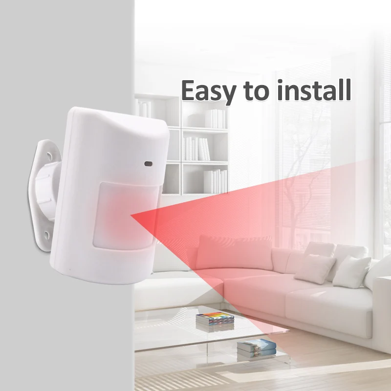 433MHz Indoor Mini Wireless PIR Motion Sensor Battery Power Wide Angle Detection Coverage for Home Alarm System