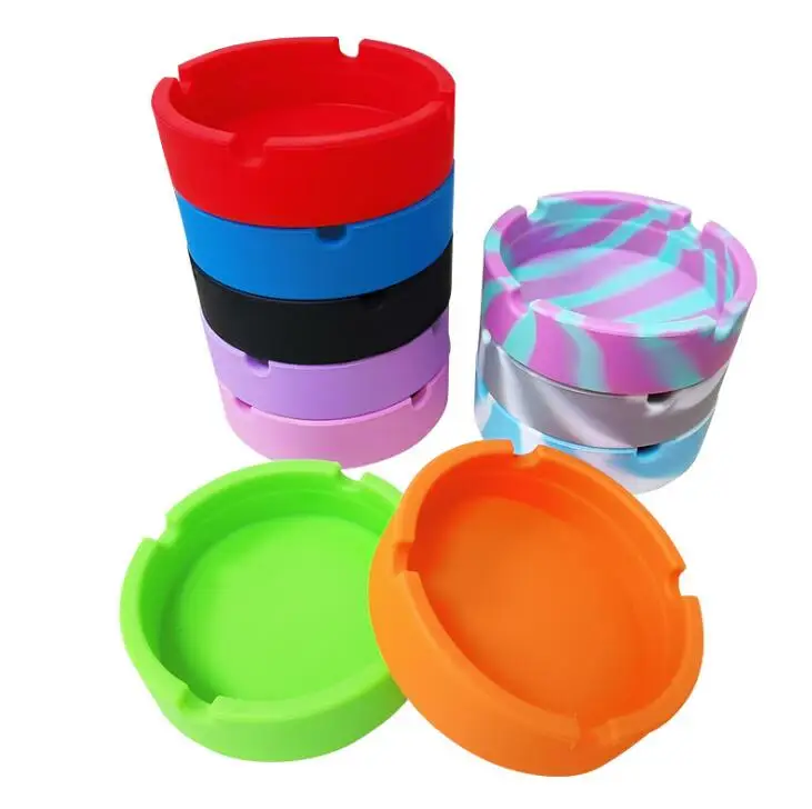 Silicone Soft Round Ashtray Portable Anti-scalding Cigarette Holder  Heat Resistant Eco-Friendly ashtray Smoking Accessories