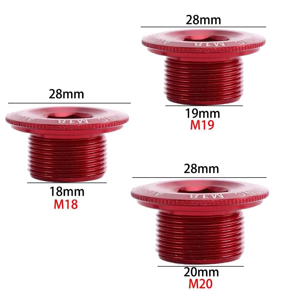 Bicicleta manivela parafuso e parafusos tampa, porca do manivela, parafuso de fixação do braço manivela, tampa de rosca, liga, CNC, M18, M19, M20