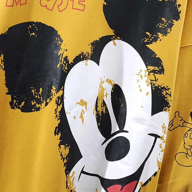 Disney เสื้อกันหนาวผู้หญิงการ์ตูน Mickey Minnie Plush หนาเสื้อกันหนาวฤดูใบไม้ผลิฤดูใบไม้ร่วงหลวม Hatpin หนาเสื้อกันหนาวอินเทรนด์