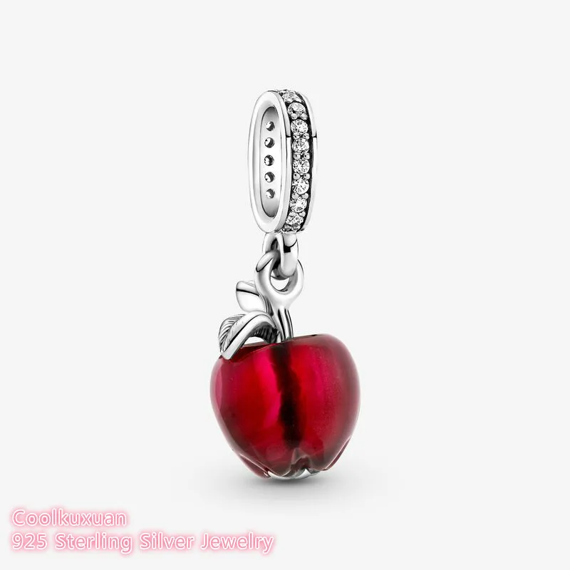 

Autumn 925 Sterling Silver Murano Glass Red Apple Dangle Charm beads Fits Original Pandora bracelets Jewelry Making