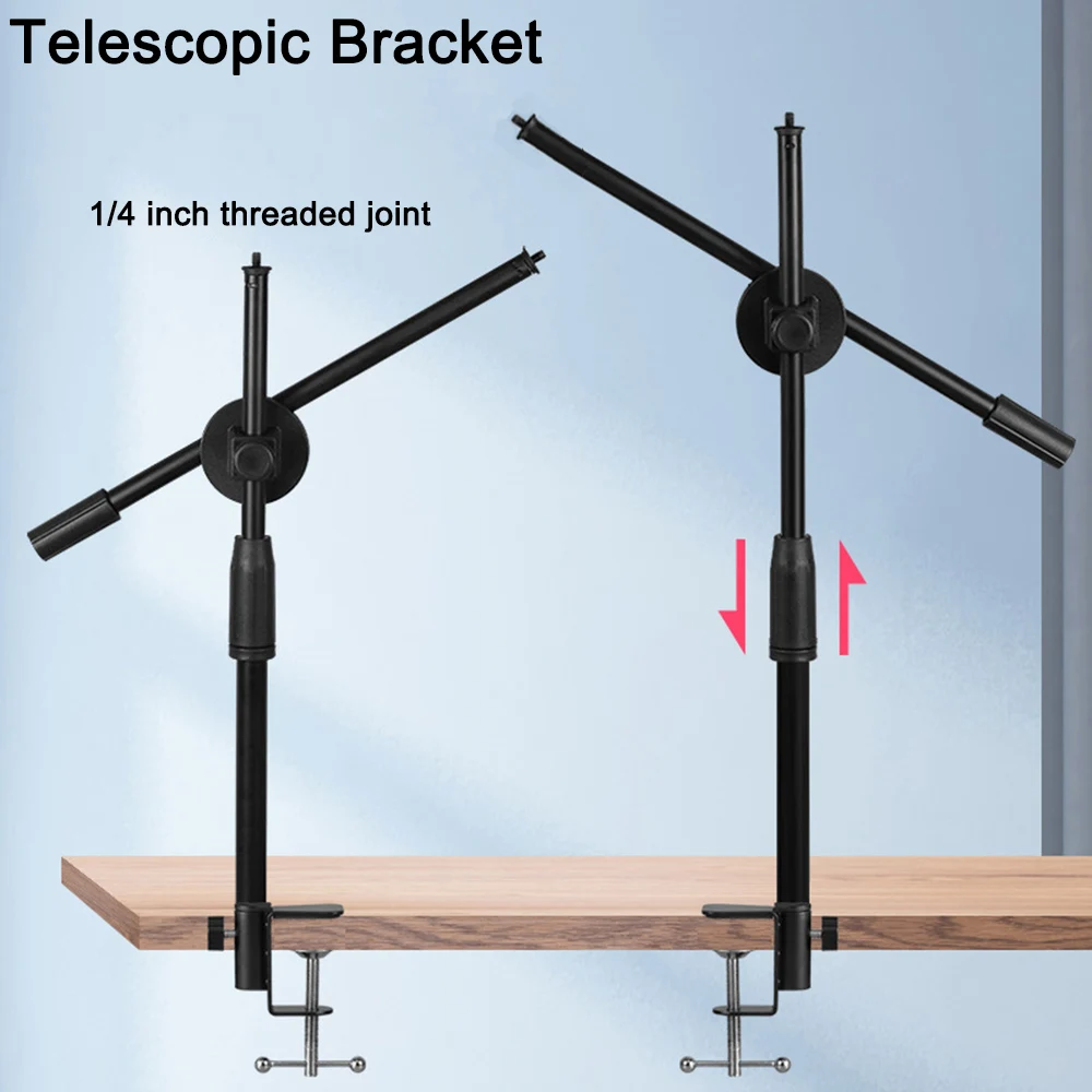 Microphone Stand Mic Stand Desk Microphone Bracket Phone Tripod Boom Arm Adjustable 3/8 Inch Screw Live Equipment