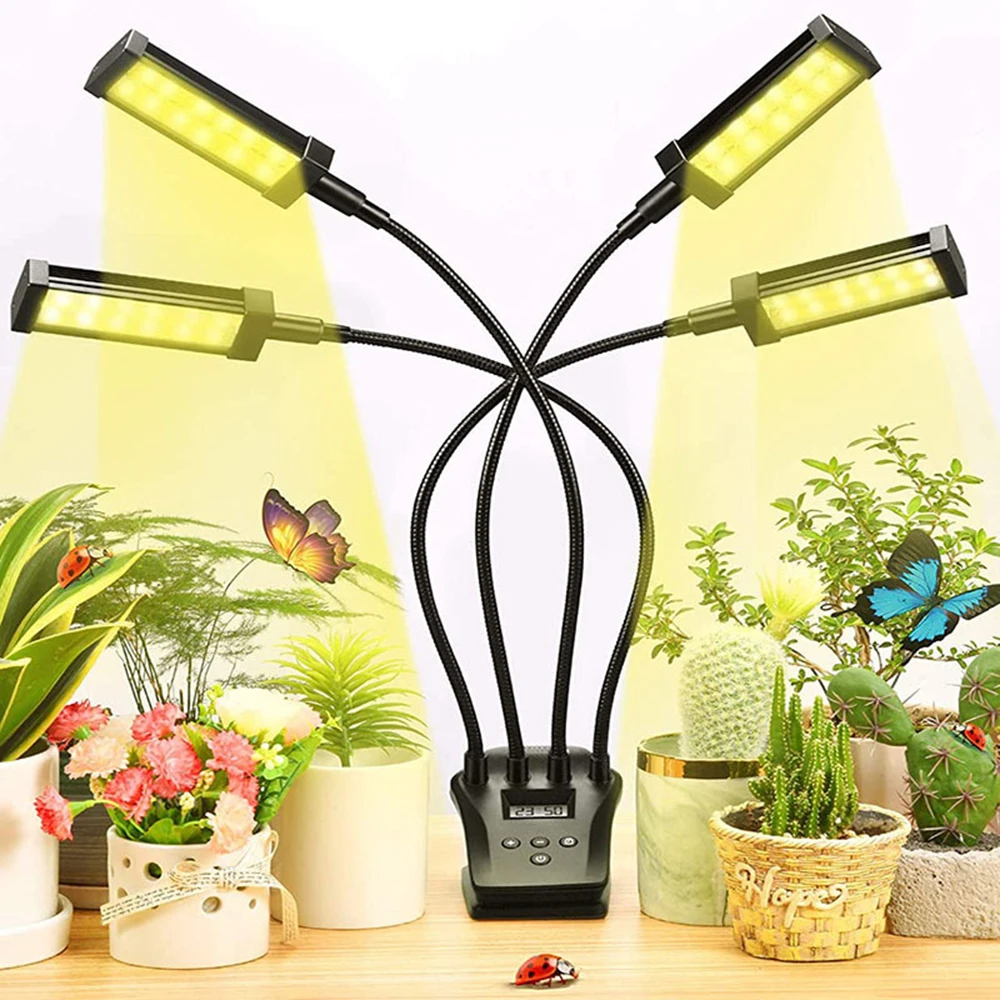 

Desk Clip Grow Light for Indoor Plants 380-800nm Full Spectrum Grow Lamp with Auto On Off Timing for Succulents Growth 4 Modes