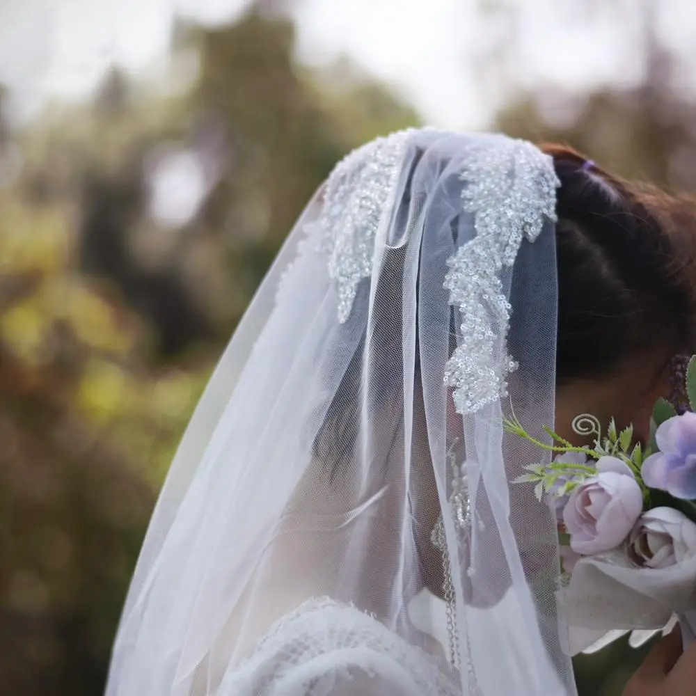 JaneVini 2020 velo de novia de una capa de tul 3M marfil velo de novia con peine lentejuelas con cuentas Catedral accesorios de boda