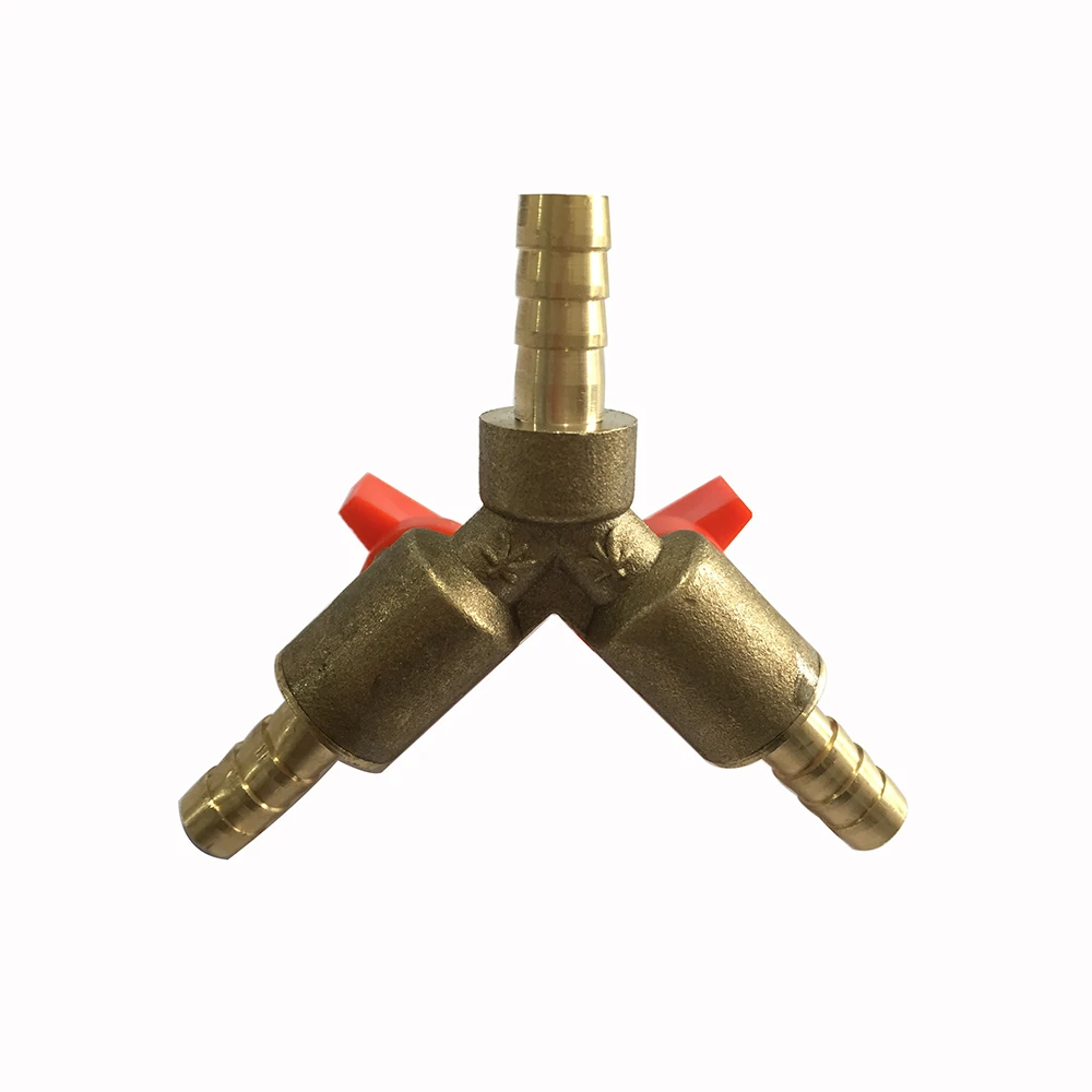 5/16" 8mm Brass Y 3-Way Shut off Ball Valve Fitting Hose Barb Fuel Gas CLAMP Tee