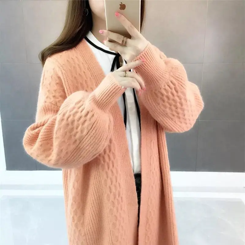 Autumn Ladies Cardigan 2024 Women Loose Knitting Sweater Long Knit Cardigan Plus Size Female Leisure Cashmere Sweaters Coat