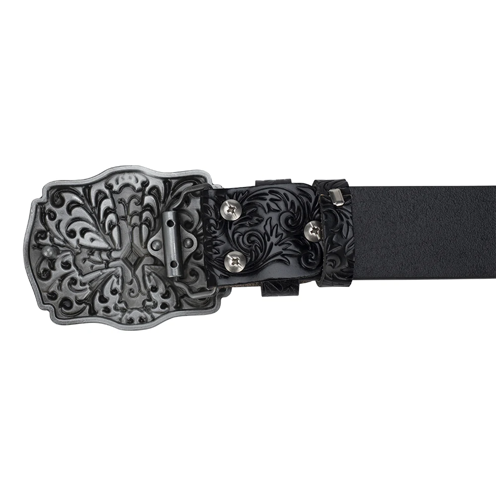 Cross Decorative Pattern Buckle Fashion Embossed Belt