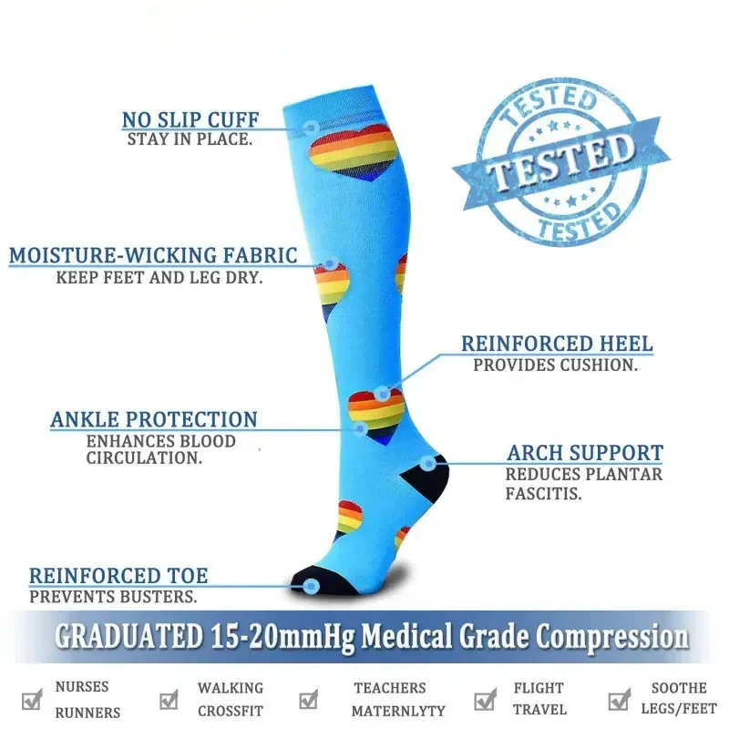 Compression Socks (4/6/7/8 Pairs), 15-20 Mmhg Is BEST Graduated Athletic Medical for Men Women Nurse Running Flight Travels