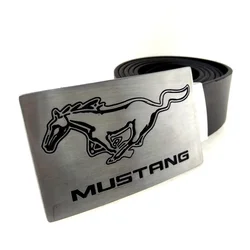 Cinture da uomo in pelle PU di alta qualità argento Mustang Horse Square fibbia per cintura in metallo per Jeans Western Cowboy Cinto Masculino