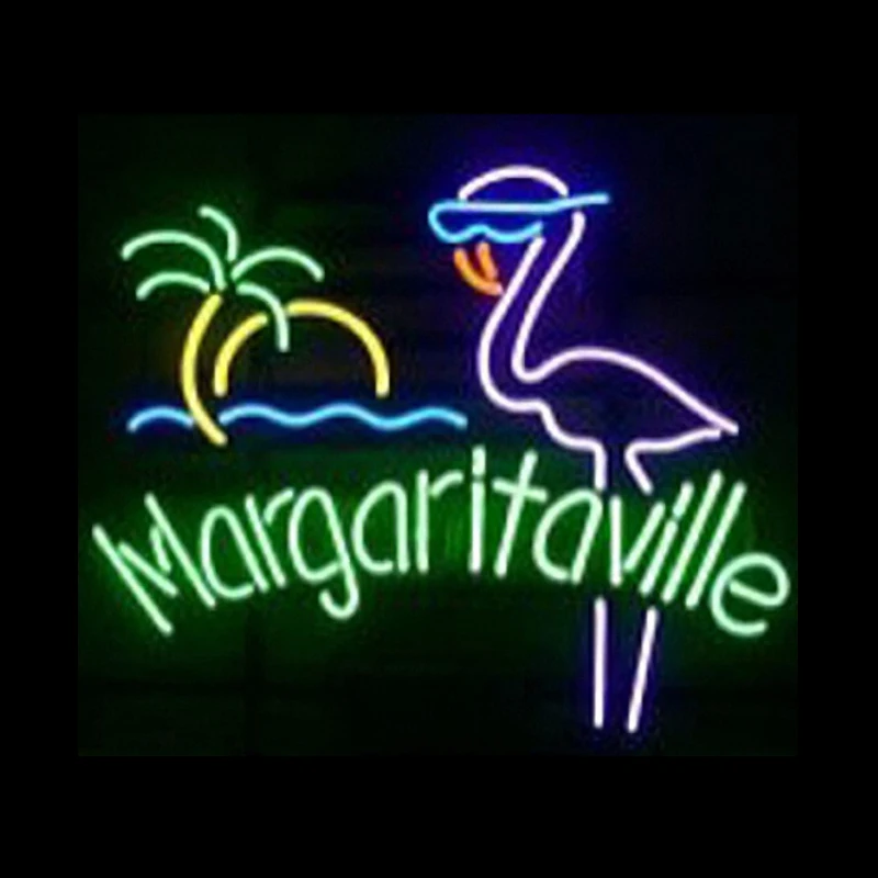 Margaritaville Paradise Flamingo Palm Neon Light Sign Handmade Real Glass Tube Bar Store Custom Display Room Decoration 19