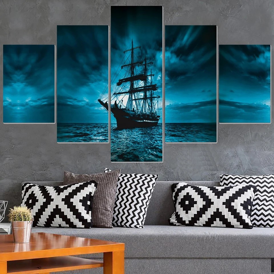 Modular Picture HD Printed Modern Painting Wall Art 5 Panel Pirate Ship Home Decoration Posters Framework Living Room On Canvas