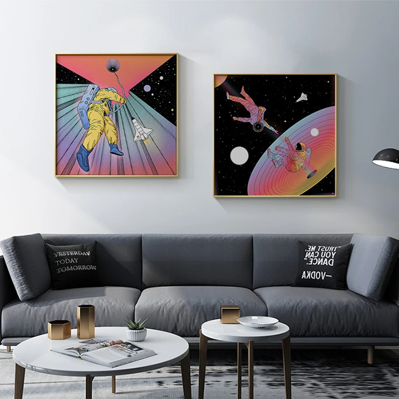 Abstract Space Astronaut Robot Canvas Painting Posters and Prints Quadros Wall Art Pop Picture for Living Room Home Decor Cuadro