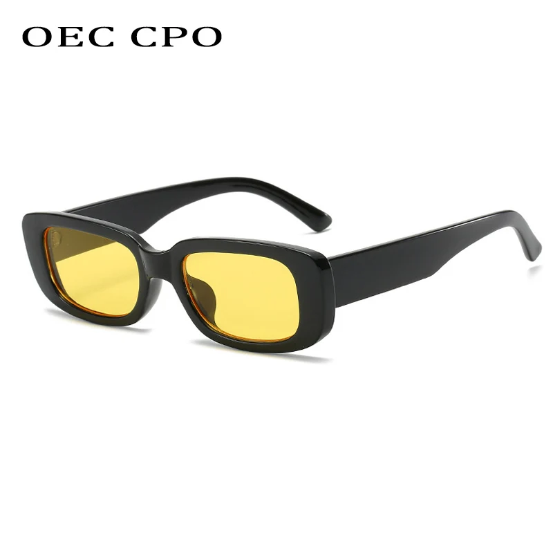 Oec cpo-pequenos óculos quadrados para mulheres, moldura de plástico, gradiente laranja, moderno, designer de marca, uv400