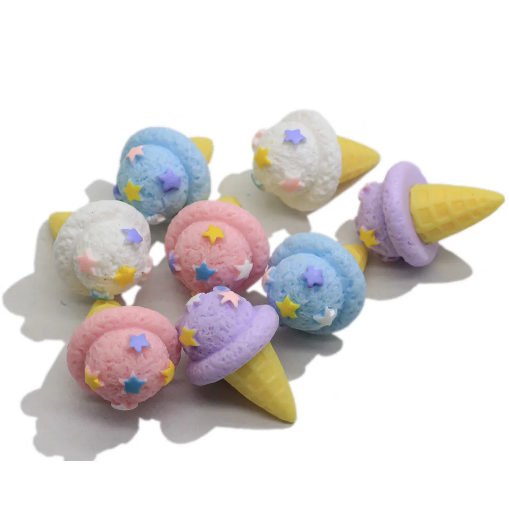 Popular 3D Kawaii Cute Food Resin Cabochons Sweet Ice Cream Cone Embelishment Craft For Jewelry Making Supplier