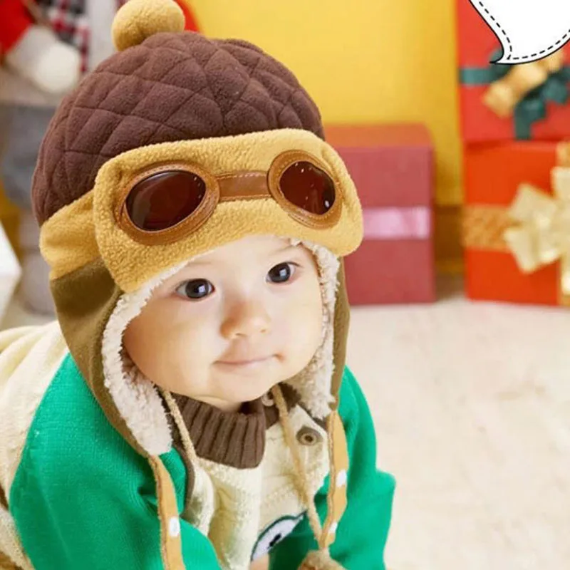 Doitbest Child Winter Hats Fur Children Pilot Hat boys flight Caps kids Warmer earflap beanie Age For 1-5 years old