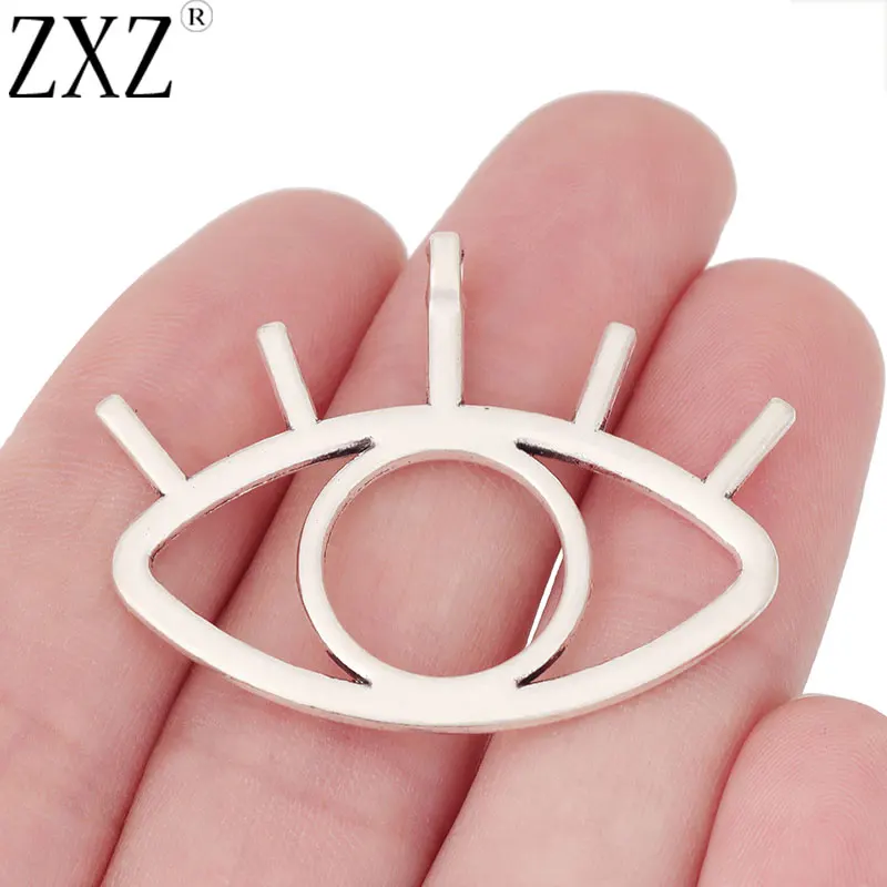 ZXZ 10pcs Tibetan Silver Large Open Eye Charms Pendants for Necklace Jewelry Making Accessories