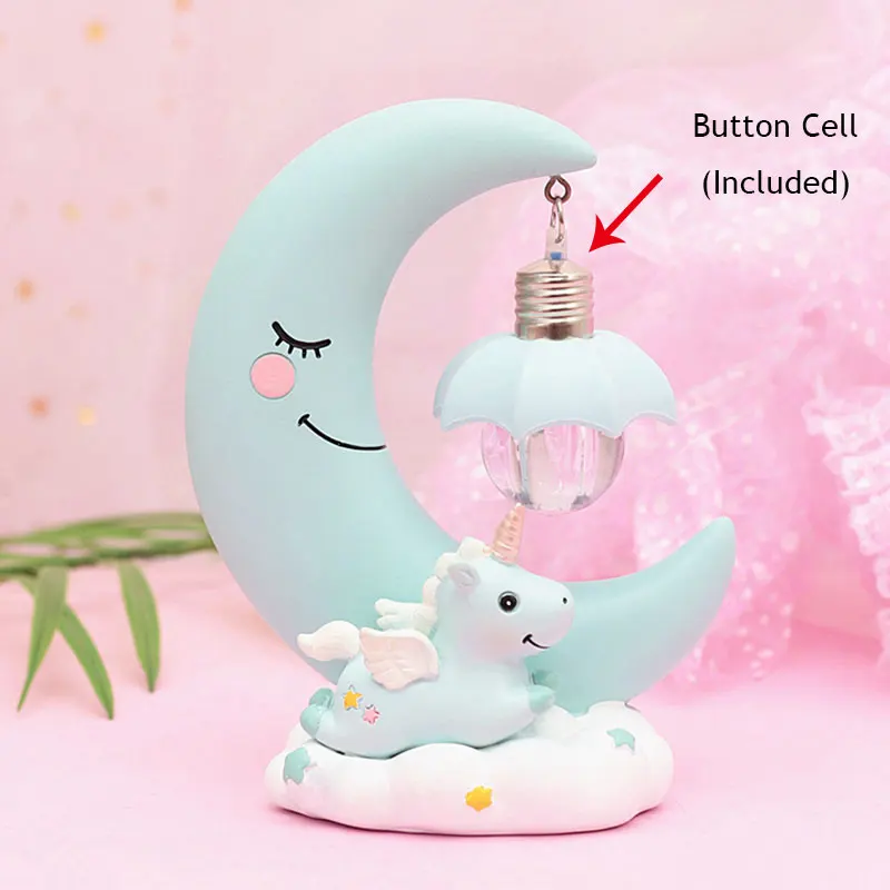 LED Resin Night light Blue Pink decoration light Button Battery *3 Birthday Xmas Gift Bedside lamp Children's toy light