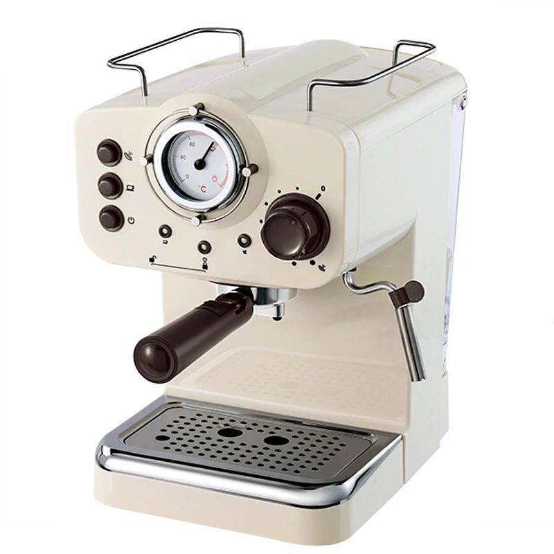 CM5013 Semi Aautomatic Espresso Machine 15Bar Coffee Maker Italian Double Temperature Control Steam Type Milk Foamer Retro White