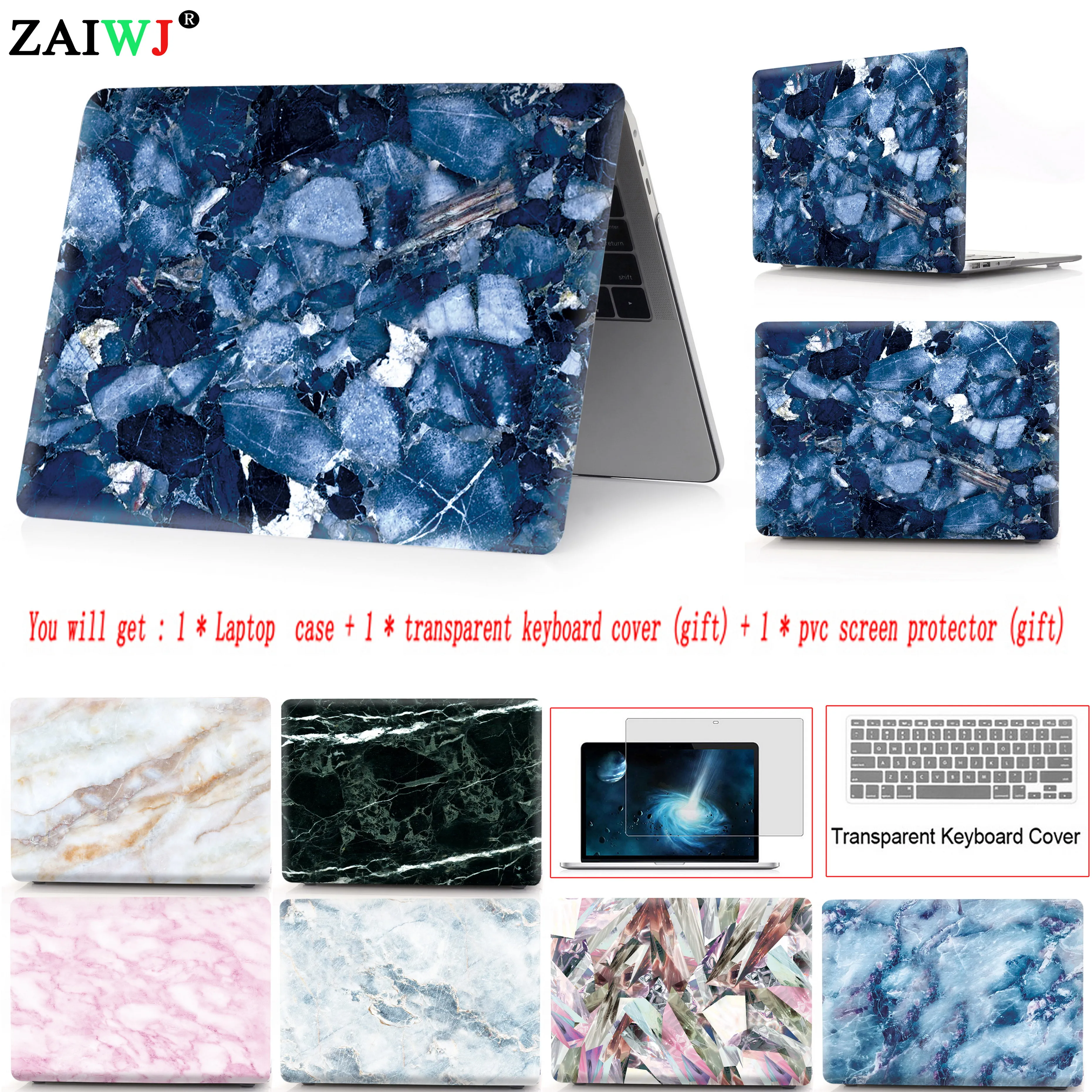 

Marble Laptop Case For MacBook 2023 M1 M2 Pro Air Retina 14 12 13 15 16 13.3 Inch A2779 Touch Bar shell Sleeve + Keyboard Cover