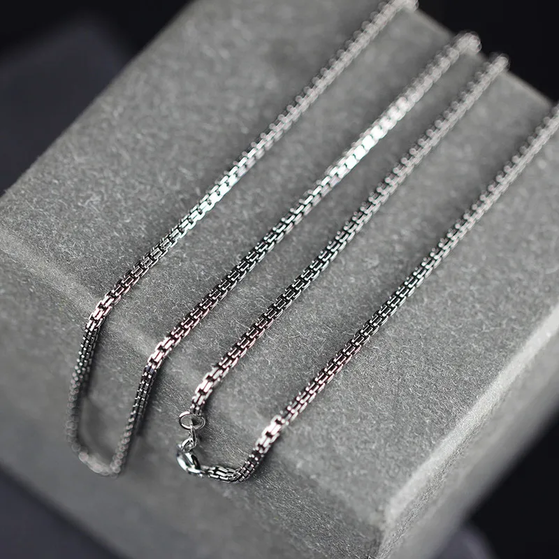 Uglyless 2MM Thick Box Chains for Women Men Neutral Silver Necklaces NO Pendants Real 925 Sterling Silver jewelry Accessory C120