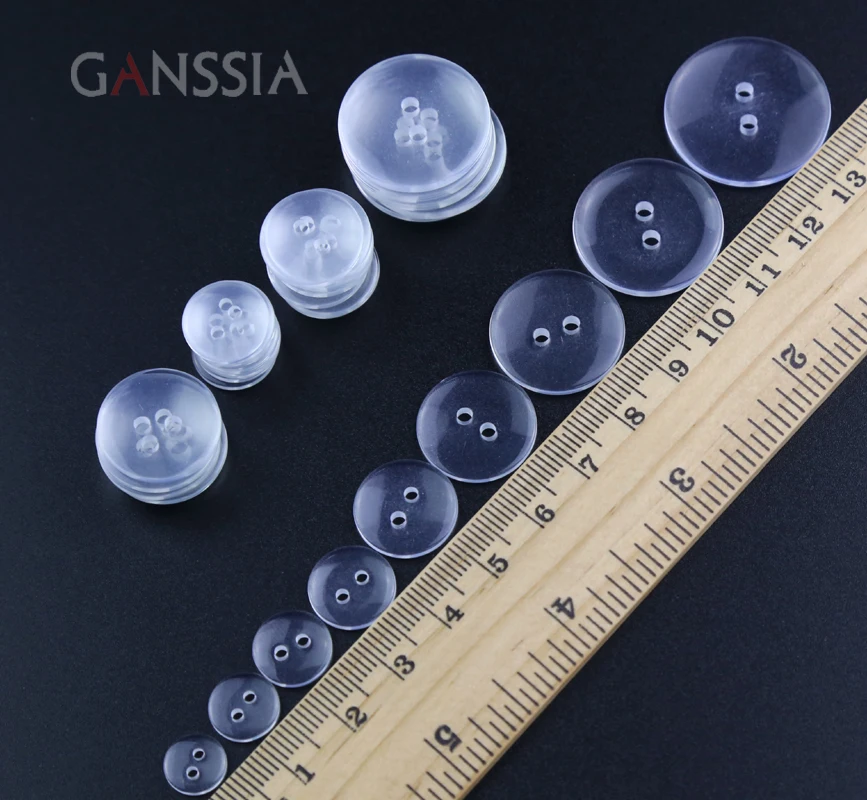 30-100pcs Clear Resin 2 holes Round Button Decorative Clothing Sewing Accessories (SS-65)