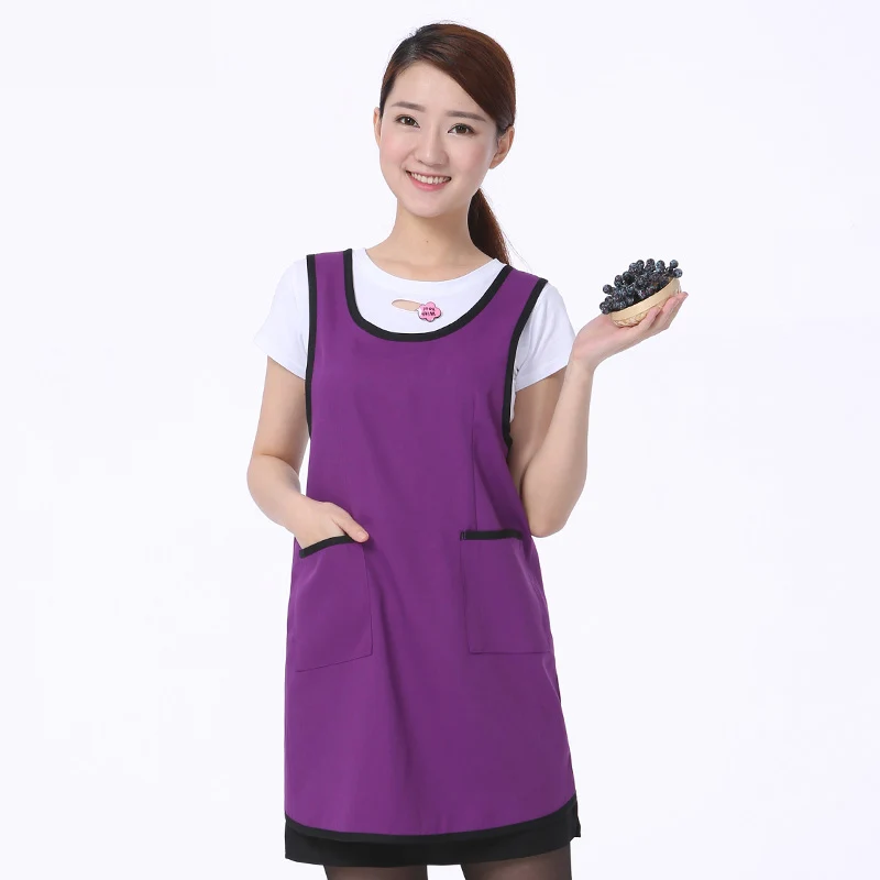 Women Men Waiter Flower Coffee Tea Shop Cleaning Work Kitchen Apron Long With Pockets Adult Cooking BBQ Baking Aprons Dress Bib