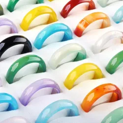 10Pcs/Lot 5-6MM Mixed Fashion Natural Stone Rings For Women Unisex Colored Charm Finger Stone Rings Jewelry Gifts Wholesale
