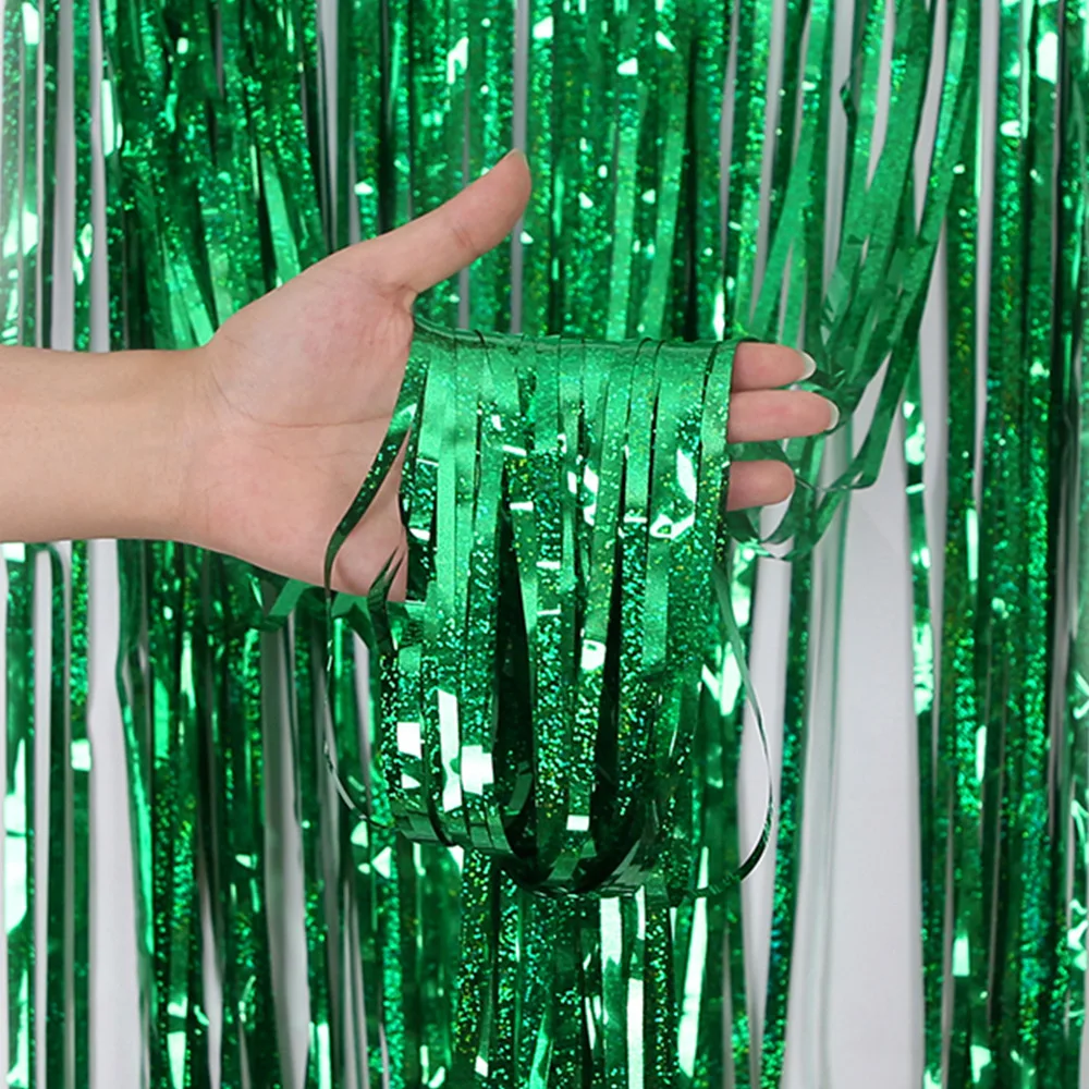 Green Foil Fringe Curtain,St Patrick\' Day Backdrop Decoration,Irish Festival Party Decorations