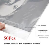 LEORY 50PCS OPP Gel Record Protective Cover for Turntable Player LP Vinyl Record Self-adhesive Record Bag 12\