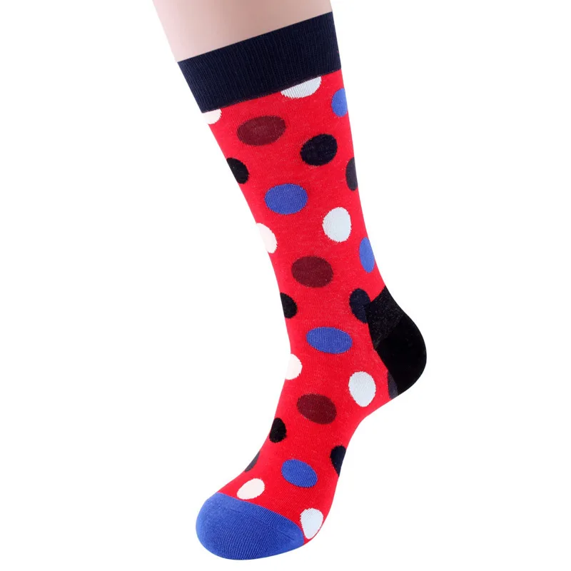 PEONFLY Classic Colorful Dot Printed Happy Socks Men Casual Combed Cotton Harajuku Socks Funny Crew Socks For Business