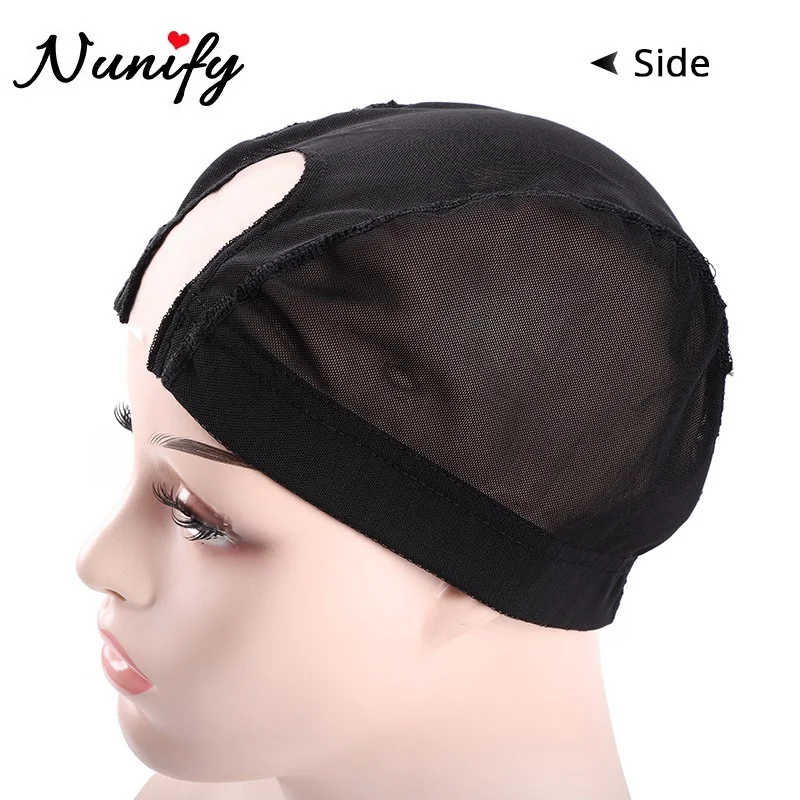 DAHIFY-Bonnet de Perruque U-Part artificiel astique, Filet à Cheveux en Maille, Dentelle Suisse, IQUE dex Noir, Coudre les Cheveux, Tissage Extensible