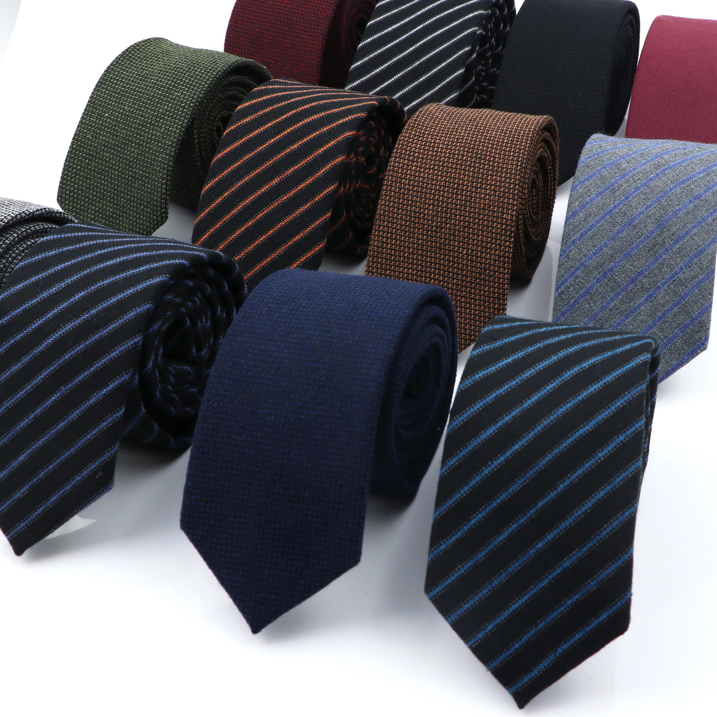 Mens Tie Imitation Cashmere Classic 6cm Skinny Casual Necktie Cotton Handmade For Wedding Party Dinner Striped Plaid Tie Gift