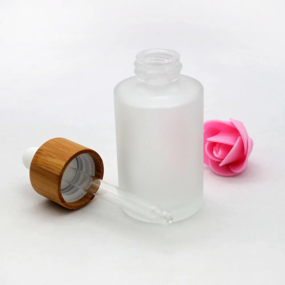 30ml glass dropper bottle cosmetic essential oil emulsion pipette packaging container real bamboo