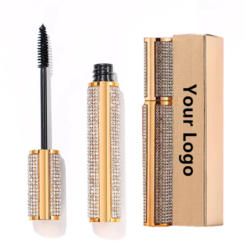 Diamond Mascara Private Label Custom Logo Lash Fibers Mascara 4D Make Up Cosmetics Waterproof Eye Makeup Lengthening Eyelashes