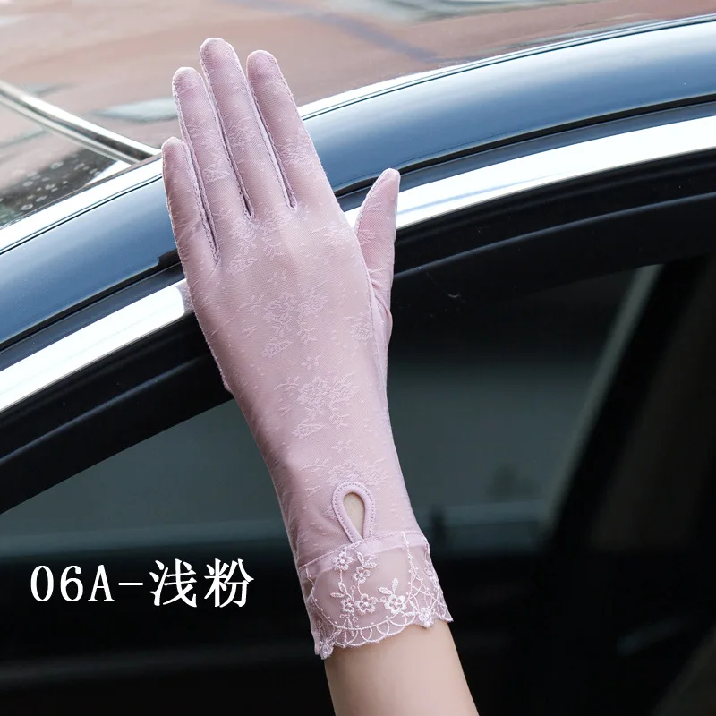 Summer Sunscreen Sexy Lace Women Driving Outdoor Thin Breathable Non Slip Medium Gloves Touch Screen Exquisite Female Elasticity