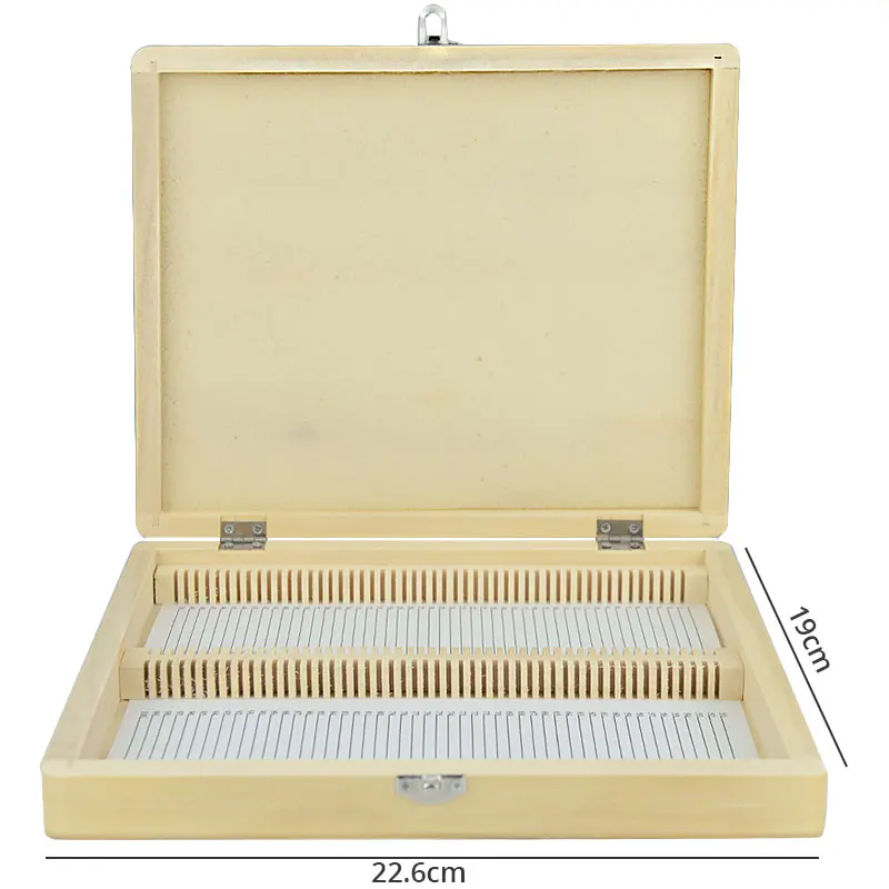 ไม้กล้องจุลทรรศน์ตัวอย่างตัวอย่างสไลด์กล่องถือ100Pcs สไลด์ Biological ส่วนกล่องสไลด์1PC
