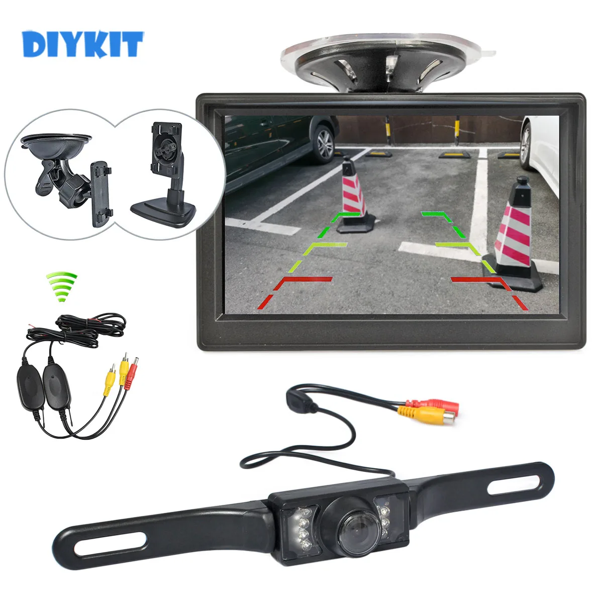 

DIYKIT Wireless 5 Inch Car Monitor Car Van Truck Parking IR Night Vision Reversing Camera Rear View Security System