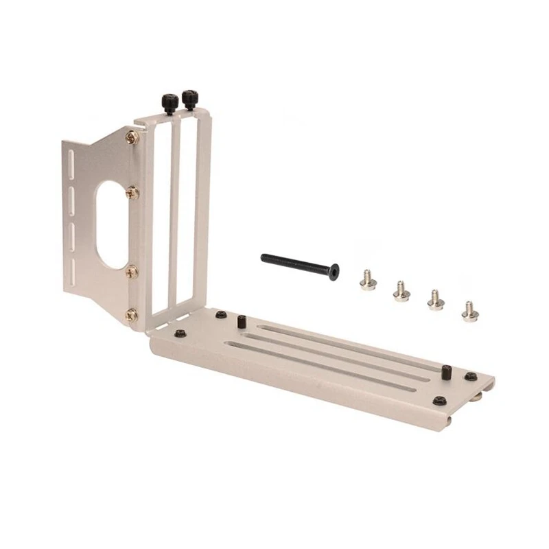 Silver White PCI-E Graphics Card Vertical Bracket GPU Holder + GEN3 PCIe 3.0 16X Riser Extension Cable 10~100CM