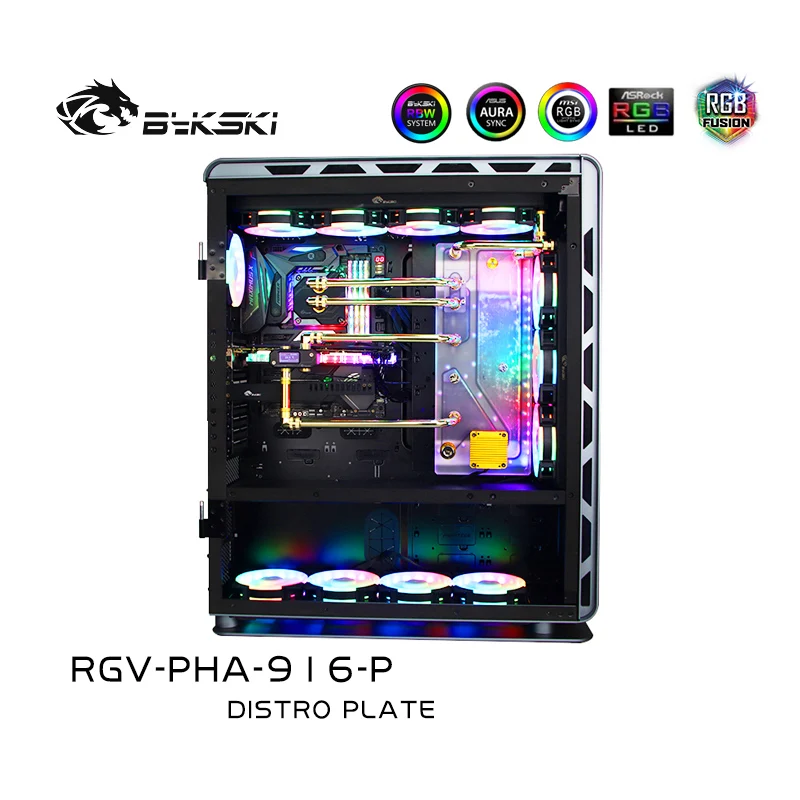 

Комплект водяного охлаждения Bykski для корпуса PHANTEKS PH-ES916E, распределительная пластина ARGB 5 В, для радиатора процессора/графического процессора, RGV-PHA-916-P