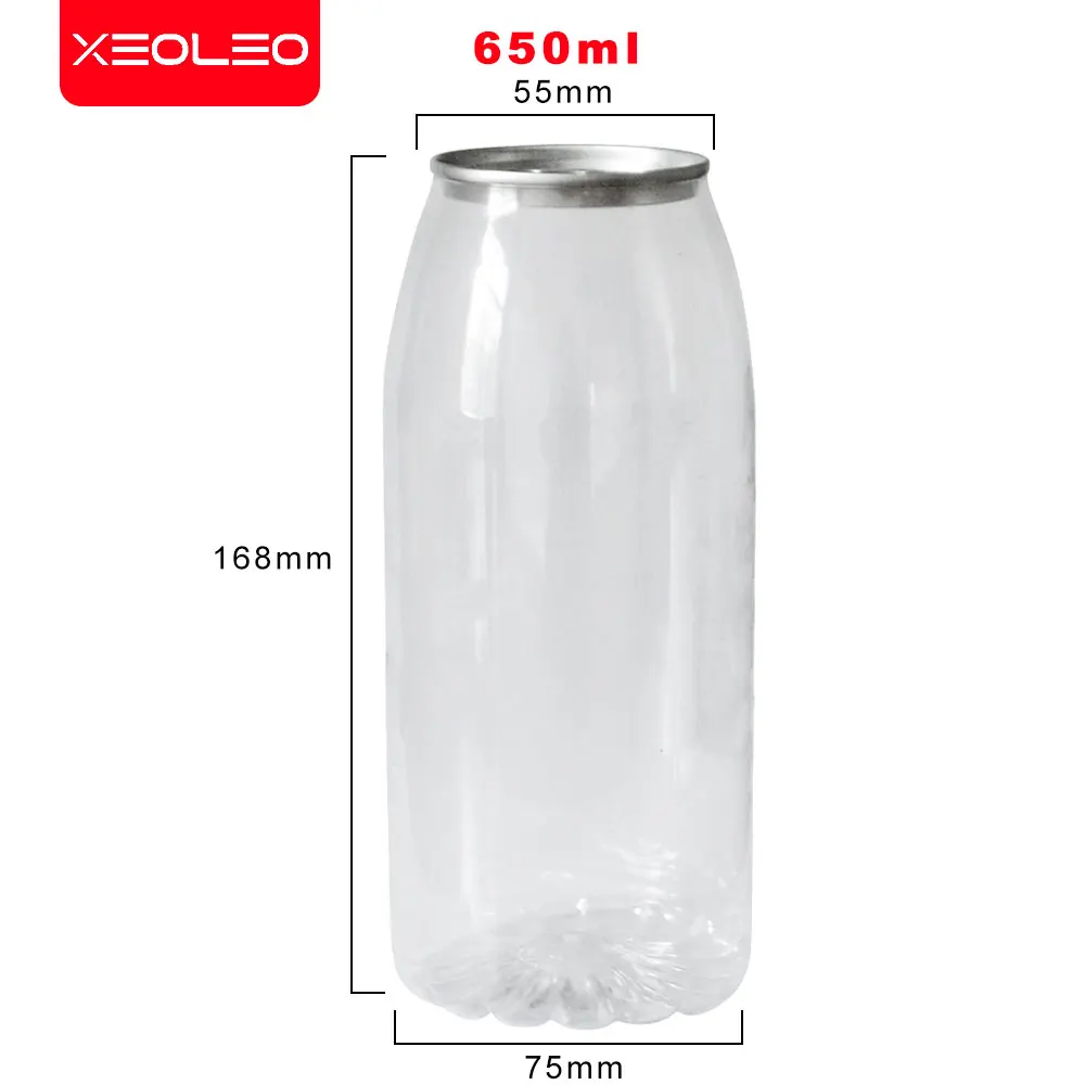 XEOLEO 100pcs 500ml/650ml PET bottle with lid for Milk tea PET can Bubble tea/Drink/Beverage bottle with Cover Sealed bottle