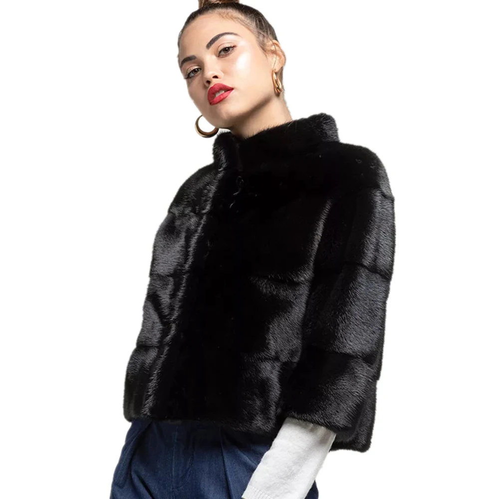 TOPFUR – manteau de vin en cuir véritable pour femme, veste d'hiver de base, manteau en fourrure de vison véritable, court, Collection printemps