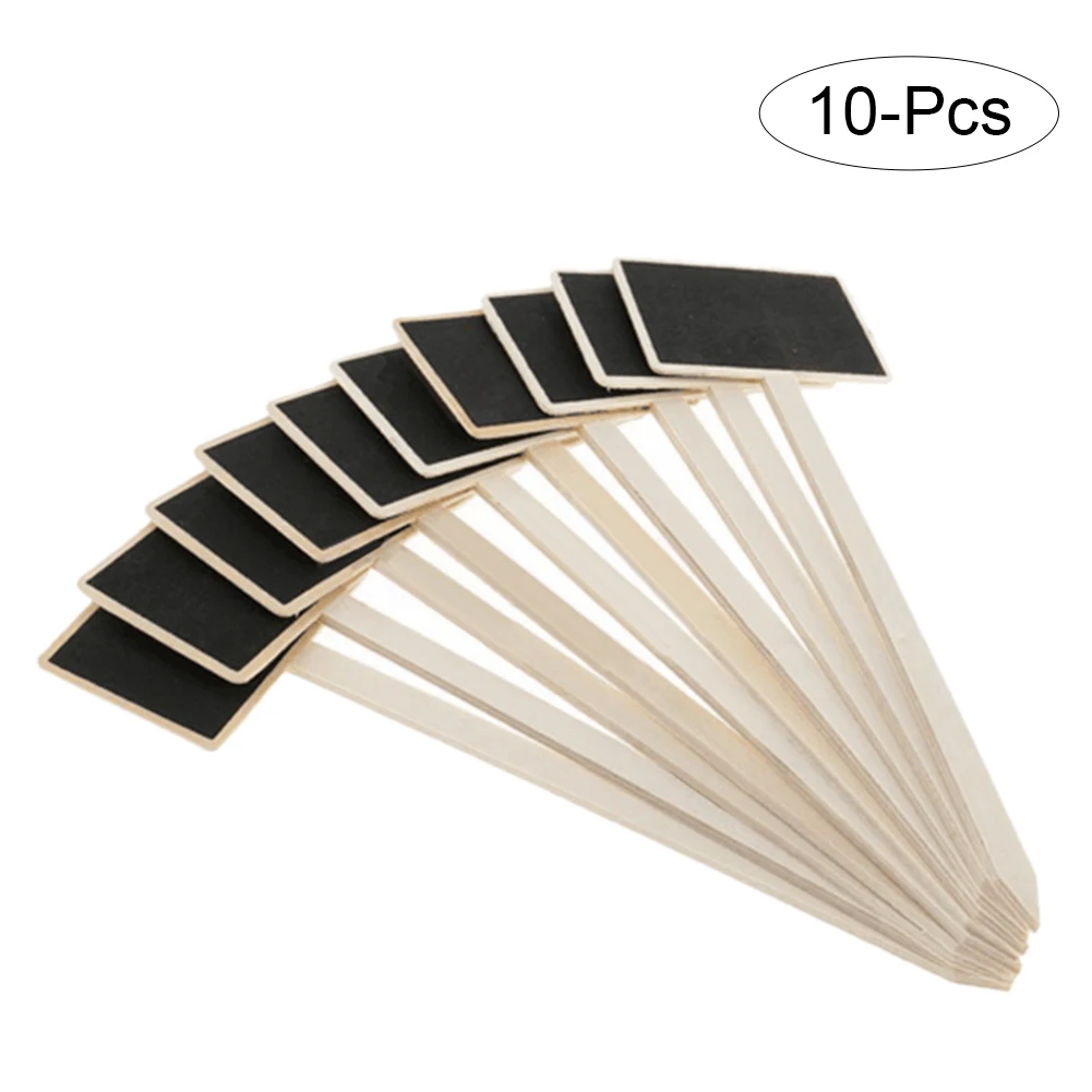 10Pcs Mini Plant Labels Wooden Chalkboard Blackboard Markers For Flower Pot Seed Potted Herbs Vegetables Plant Label