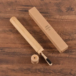 Natural Bamboo Case Eco Friendly Toothbrush Bamboo Tube 8.3 Inch for Adult Toothbrush Case Hand Made Tooth Brushes Accessories