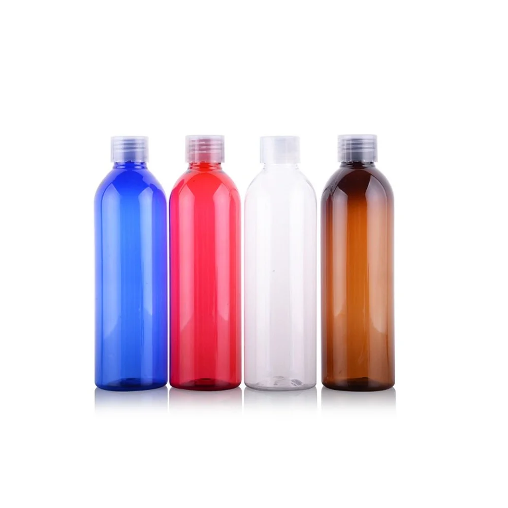 10pcs Empty Cosmetic Containers Coke Cap PET Bottle 250ml Round Shoulder Plastic Refillable Bottles Makeup Packaging Tube Blue