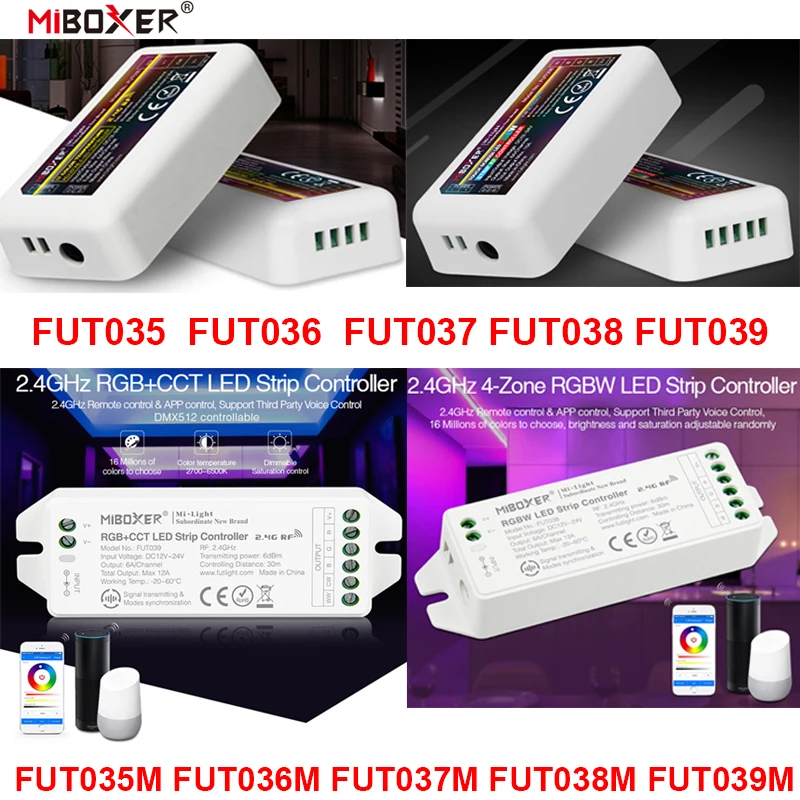 FUT035 FUT036 FUT037 FUT038 FUT039 Miboxer (NEUE) 2,4G 4-Zone LED Controller Dimmer Einzigen Farbe CCT RGB RGBW RGB + CCT Streifen