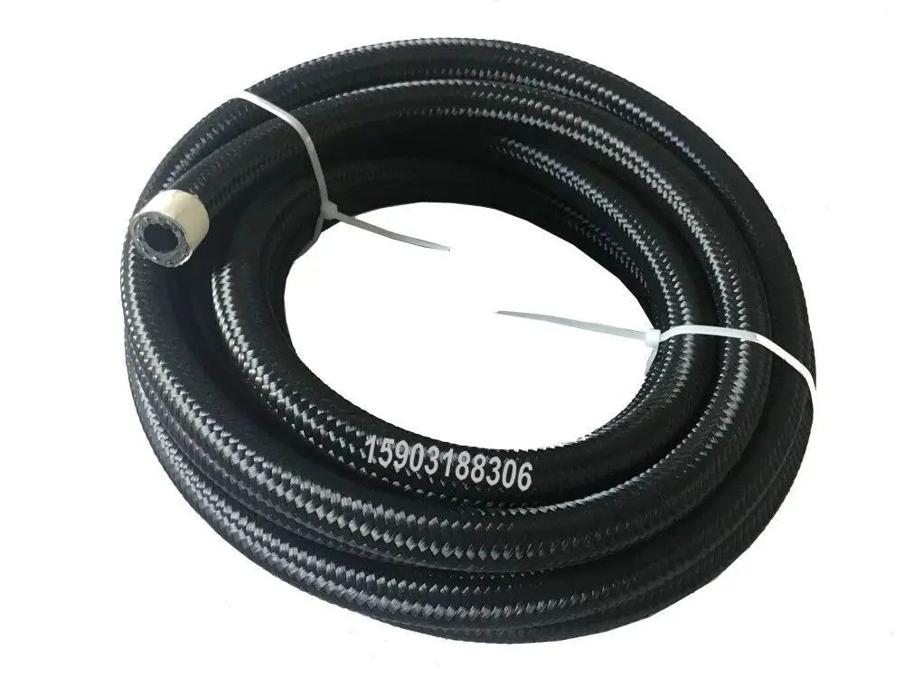 Auto Racing AN6 Black Nylon Braided Fuel Oil Gas Hose Line 1M  Vehicle fuel return tube flexible oil cooler rubber hose