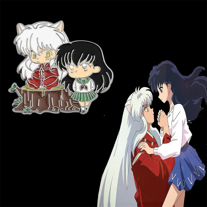 Anime Cute Inuyasha and Higurashi Kagome Brooch Badge Trend Men and Women Backpack Knitted Sweater Handsome Jewelry Gift